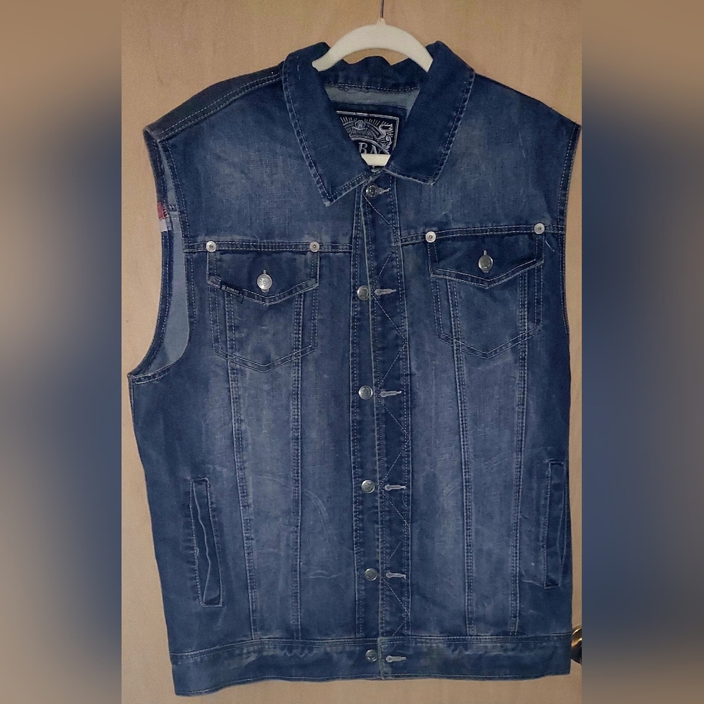 Denim Sleeveless Jacket 2xl